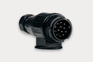 Вилка 13 PIN, пластмассовая, PA6 12 В, хромированные пины.